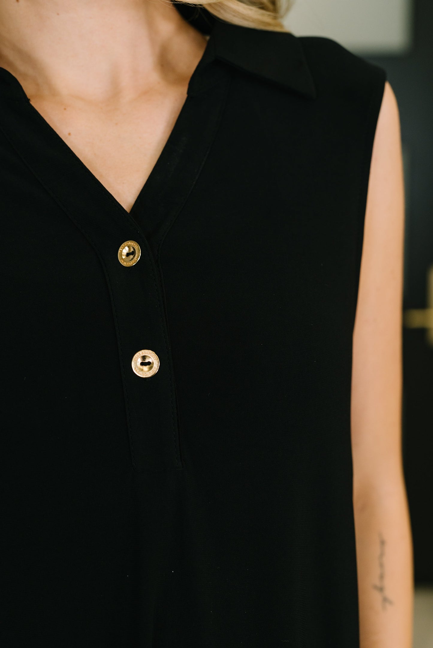 Hazel Blues® |  Coral Sands Collared Tank Dress in Black