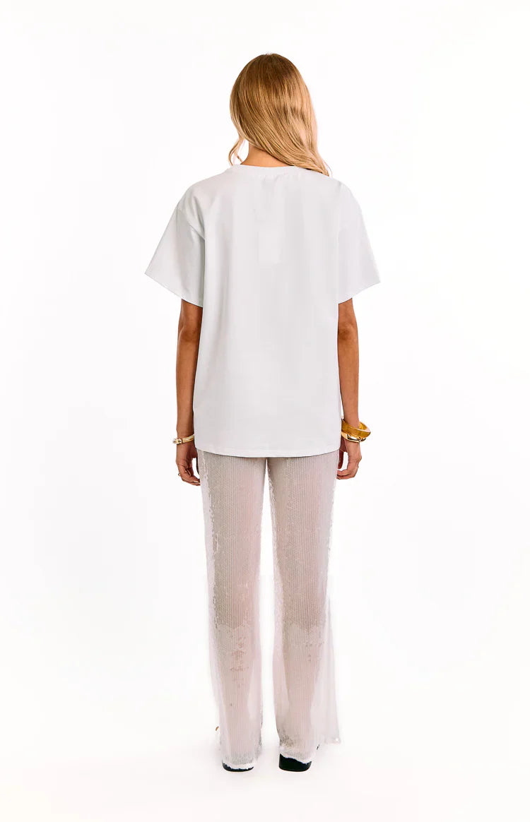 Cordelia White Sequin Wide Leg Pants