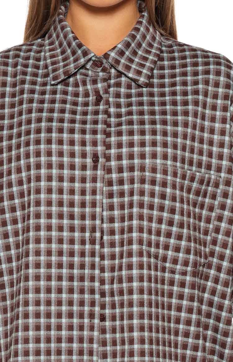 Devyn Brown Plaid Button Up Long Sleeve Shirt