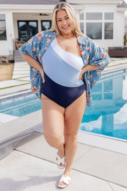 Hazel Blues® | Dominica Color Block Asymmetrical Swimsuit