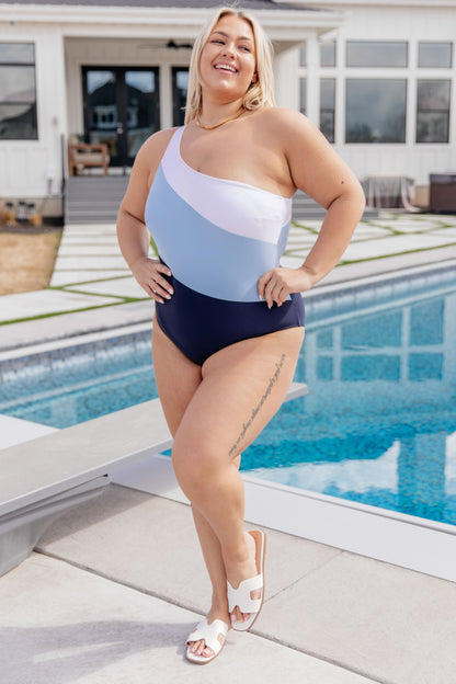 Hazel Blues® | Dominica Color Block Asymmetrical Swimsuit