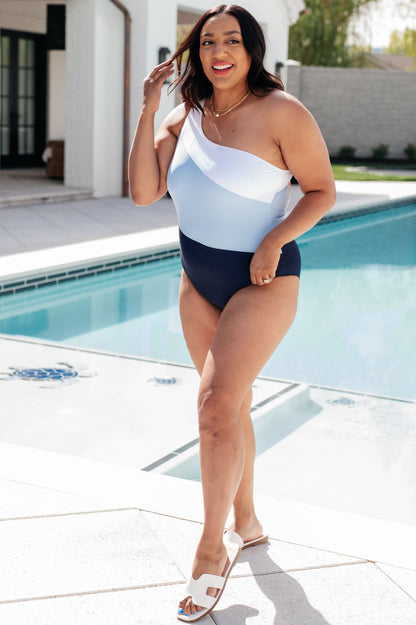 Hazel Blues® | Dominica Color Block Asymmetrical Swimsuit
