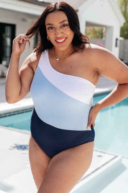 Hazel Blues® | Dominica Color Block Asymmetrical Swimsuit