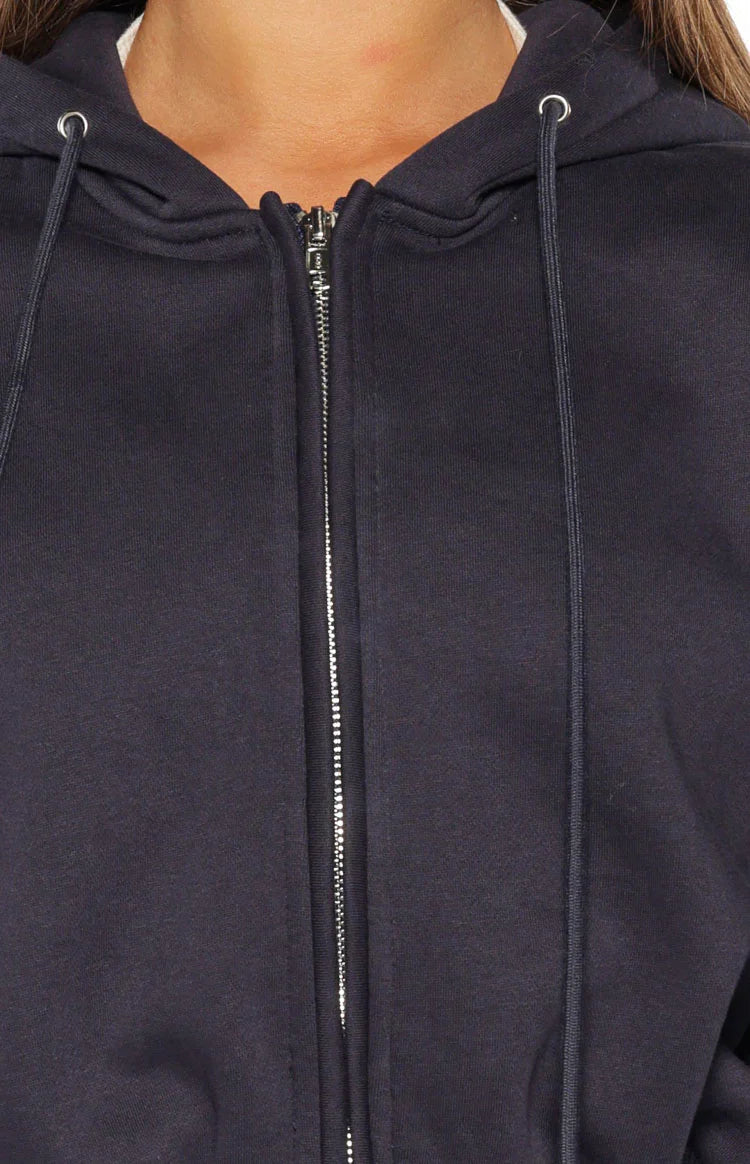 Dora Navy Zip Hoodie Sweater