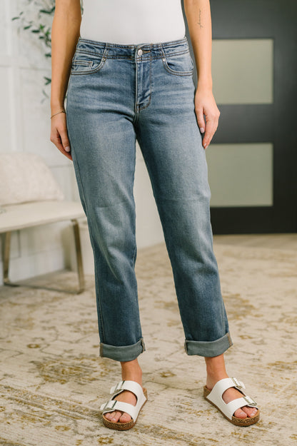 Hazel Blues® |  Doris Mid Rise Boyfriend with Adjustable Back Tab + Hollywood WB