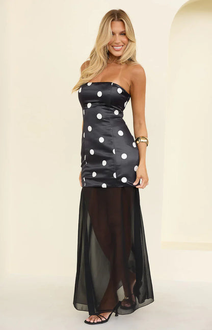 Eden Black Polka Dot Maxi Dress