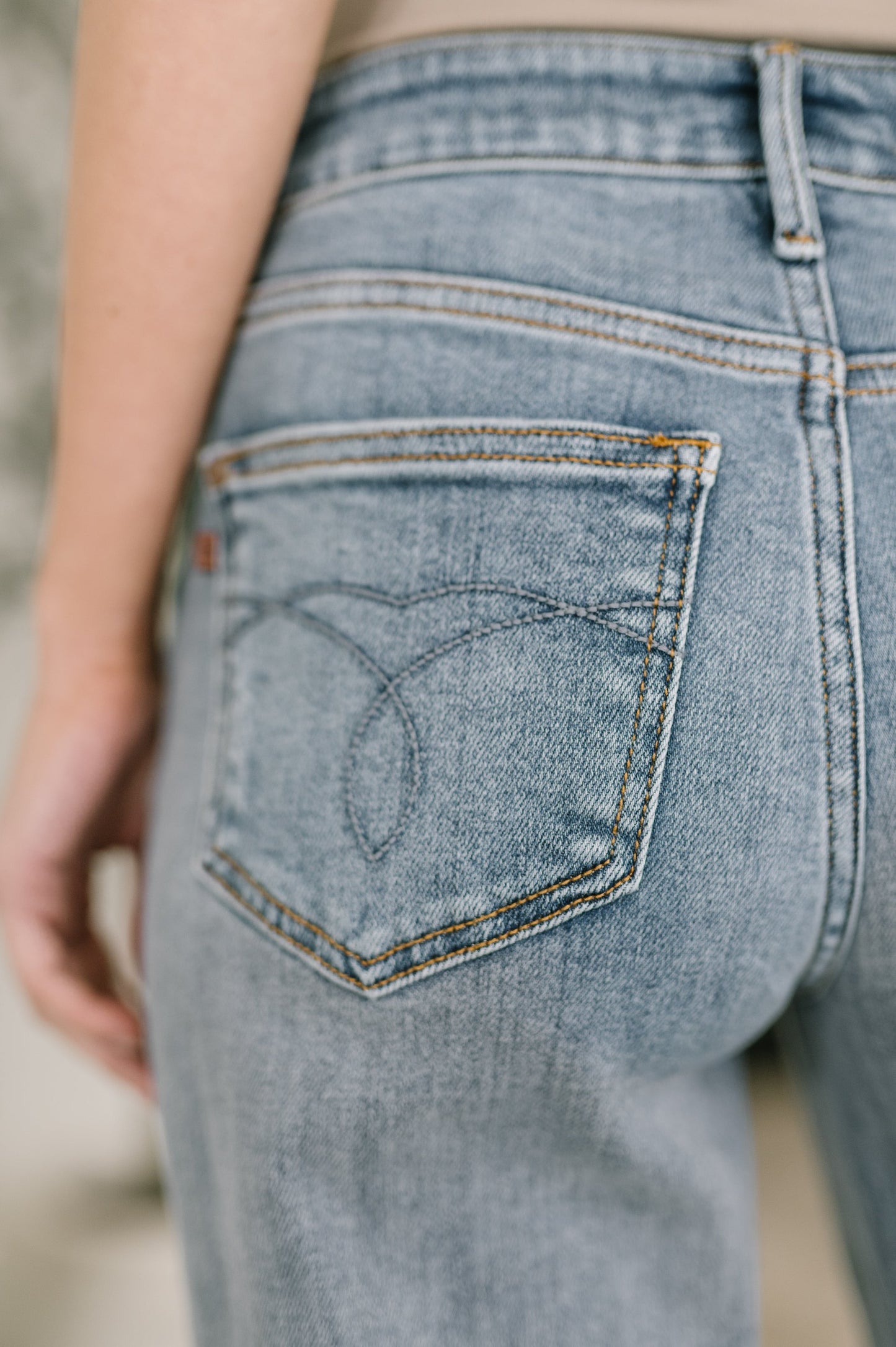 Hazel Blues® |  Elaine Mid Rise Boyfriend with Distress & Cuff