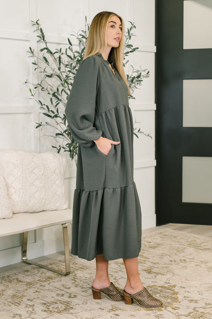 Hazel Blues® |  Every Single Touch V-Neck Tiered Dress