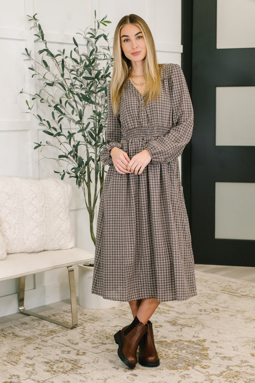 Hazel Blues® |  Fairytale Plot Plaid Midi Dress