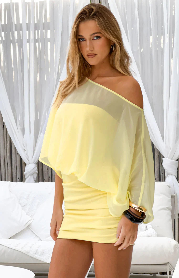 Felix Yellow Off Shoulder Mini Dress