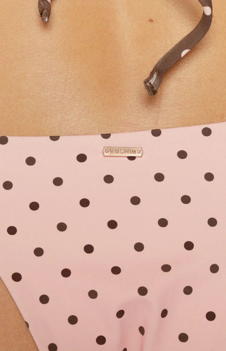 Fitzroy Pink Polka Dot Tie Bikini Bottoms