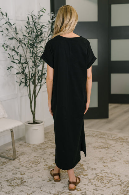 Hazel Blues® |  Fix You Right Up Short Sleeve Midi Dress in Black