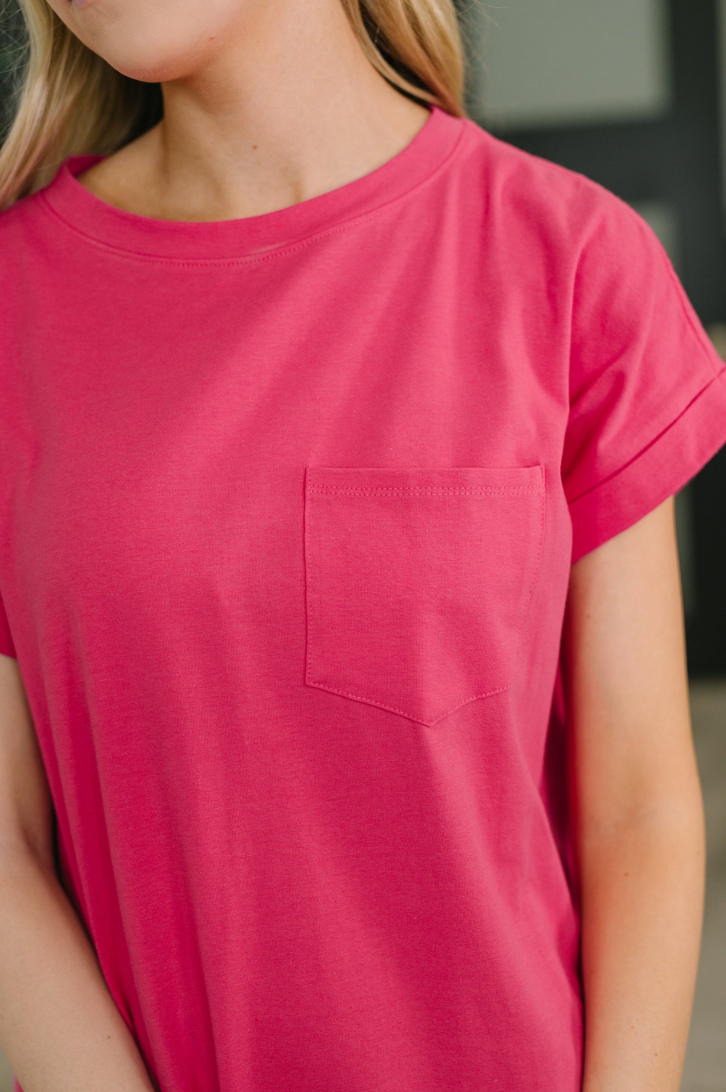 Hazel Blues® |  Fix You Right Up Short Sleeve Midi Dress in Hot Pink