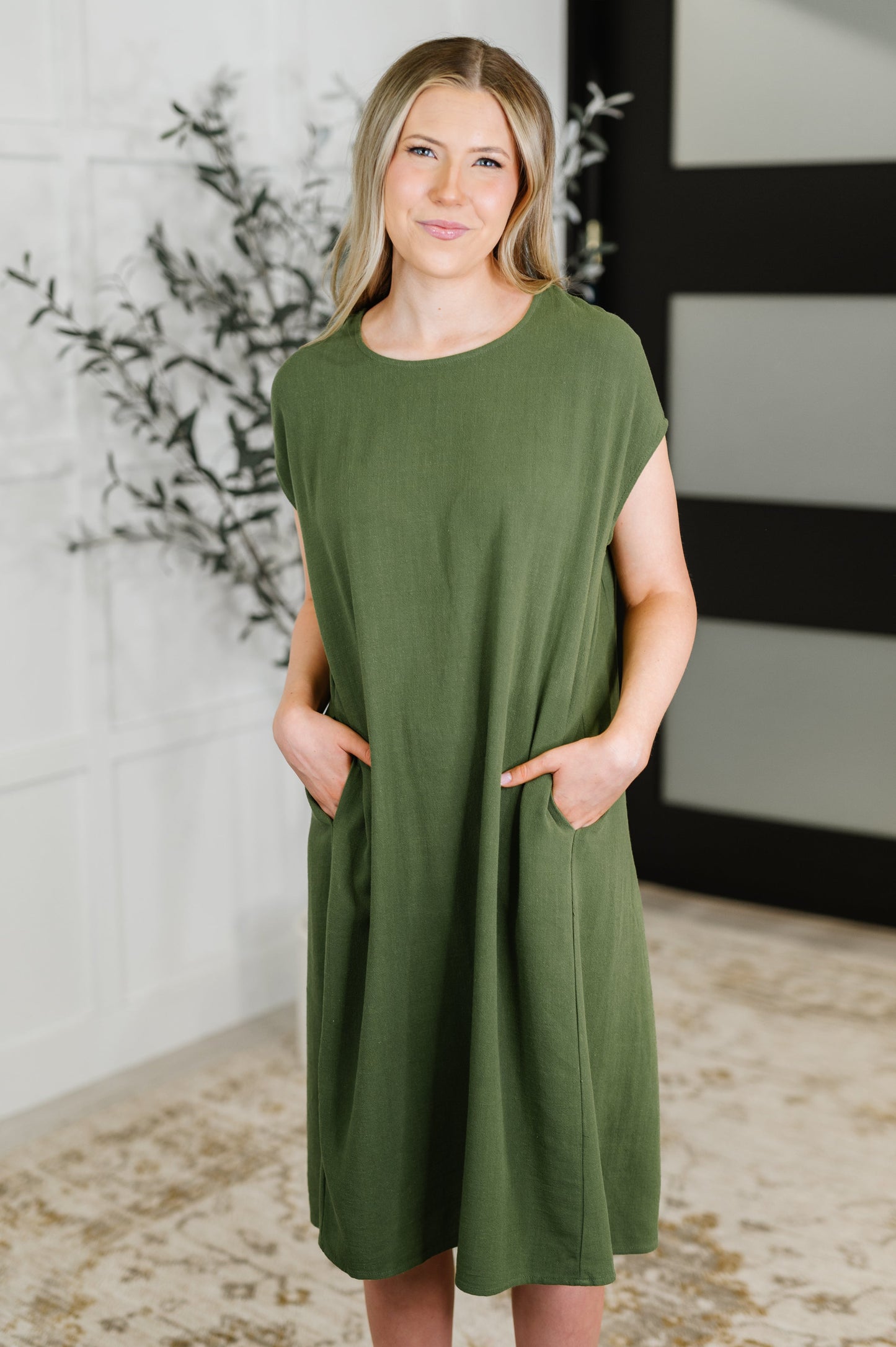 Hazel Blues® |  Flatter Me Later Relaxed Dress in Moss