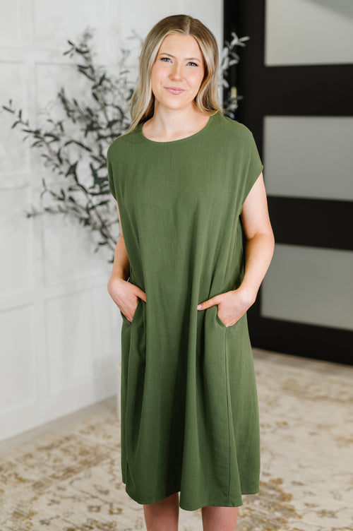 Hazel Blues® |  Flatter Me Later Relaxed Dress in Moss
