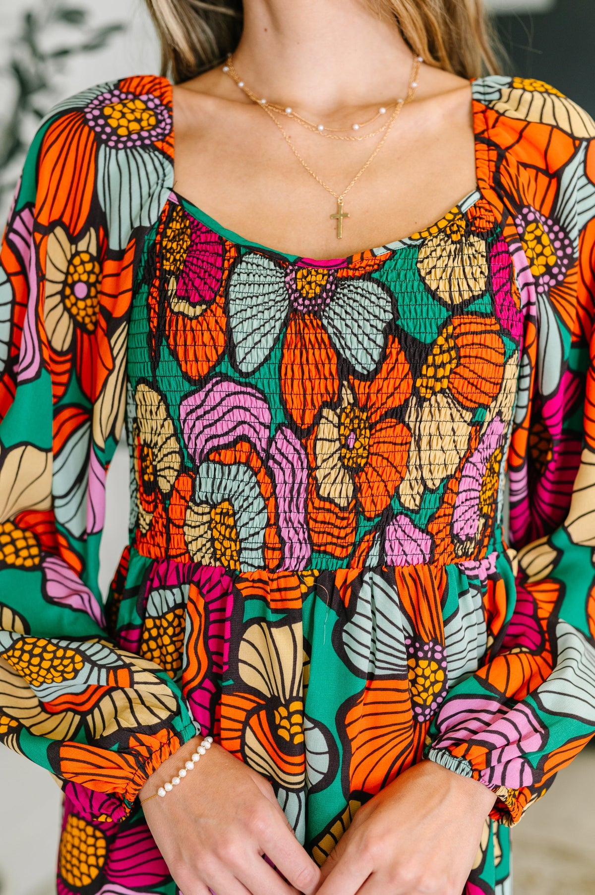 Hazel Blues® |  Floral Affairs Scoop Neck Dress