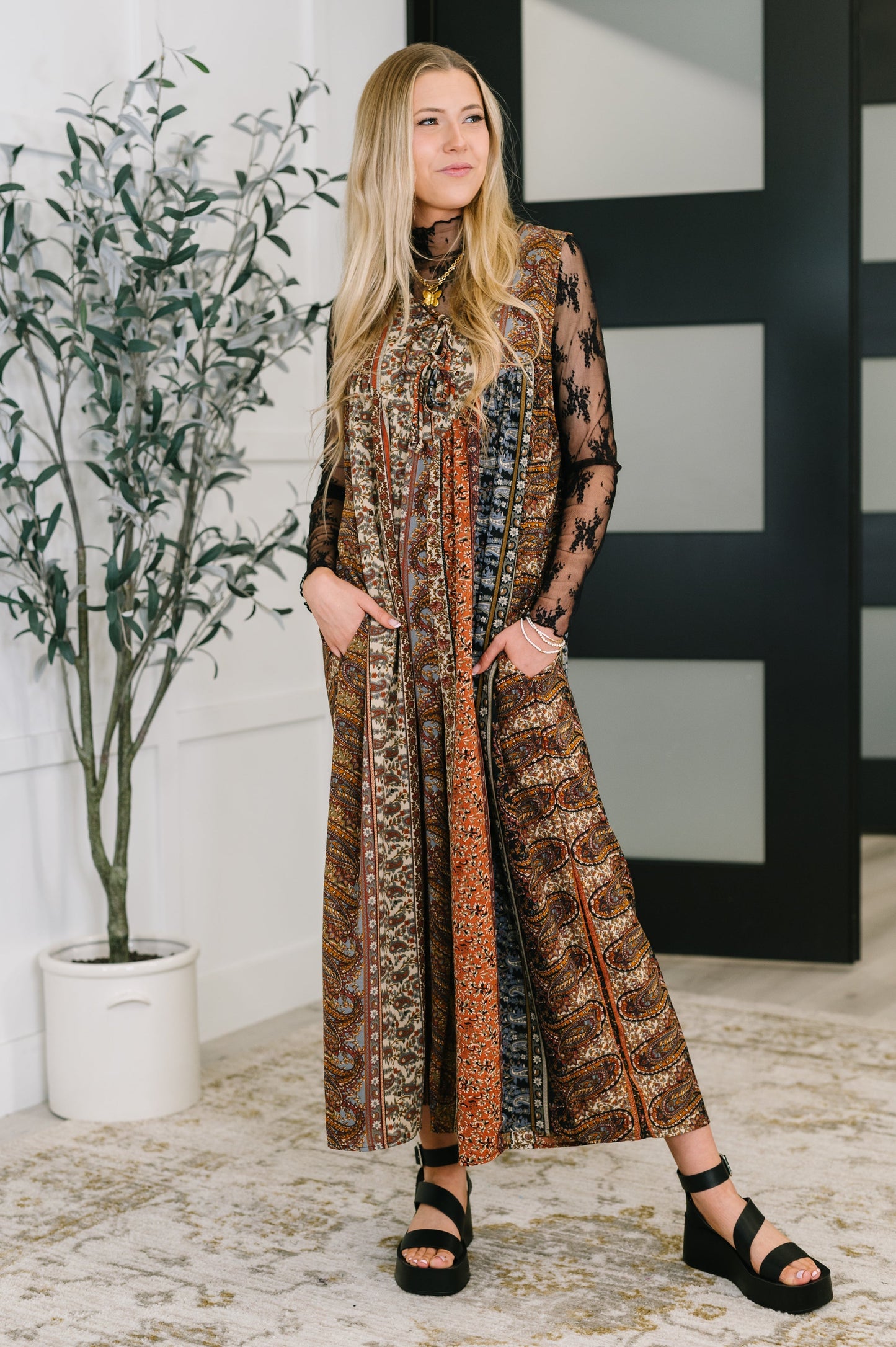 Hazel Blues® |  Going with the Flow Mixed Print Jumpsuit