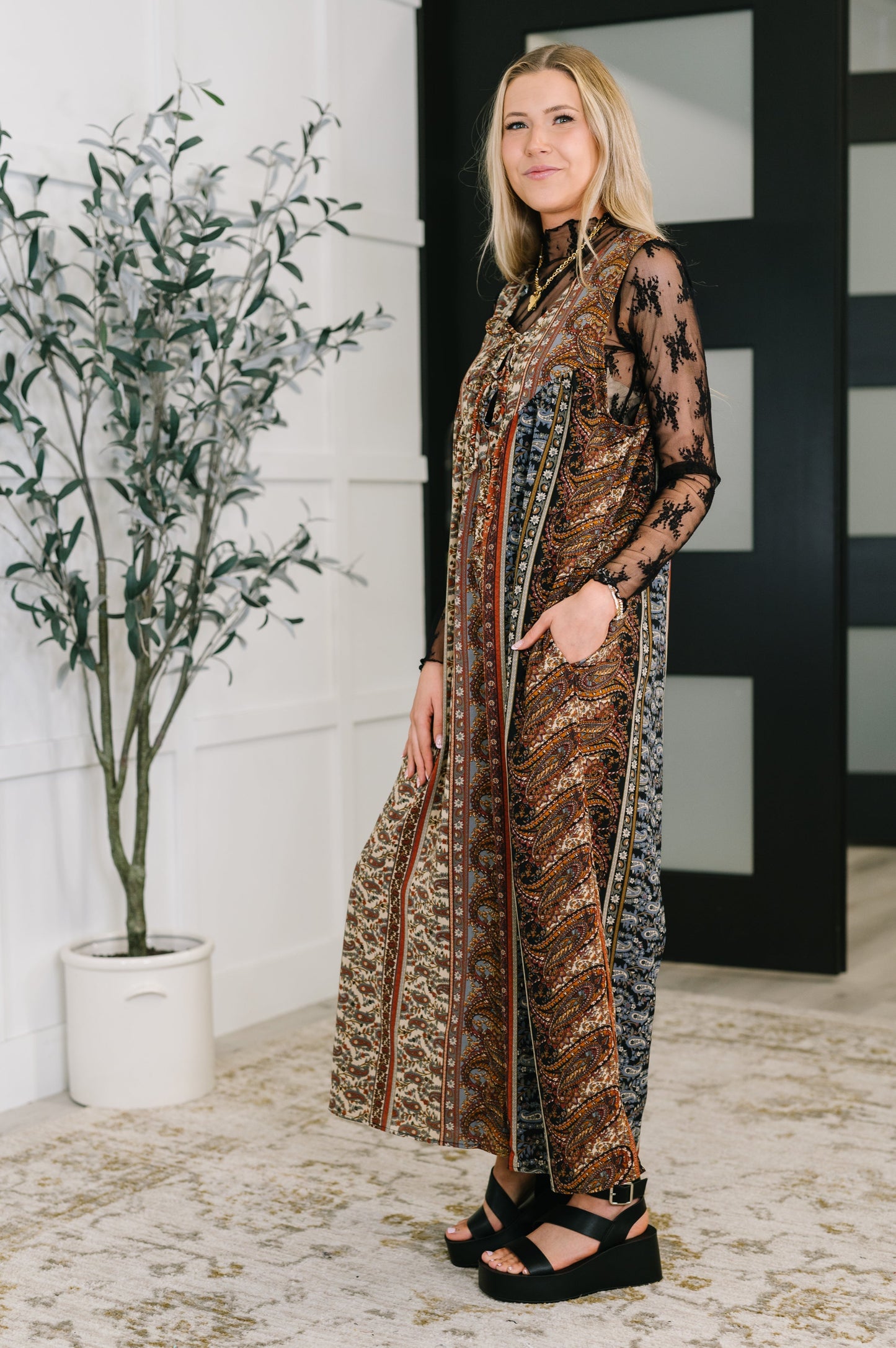 Hazel Blues® |  Going with the Flow Mixed Print Jumpsuit