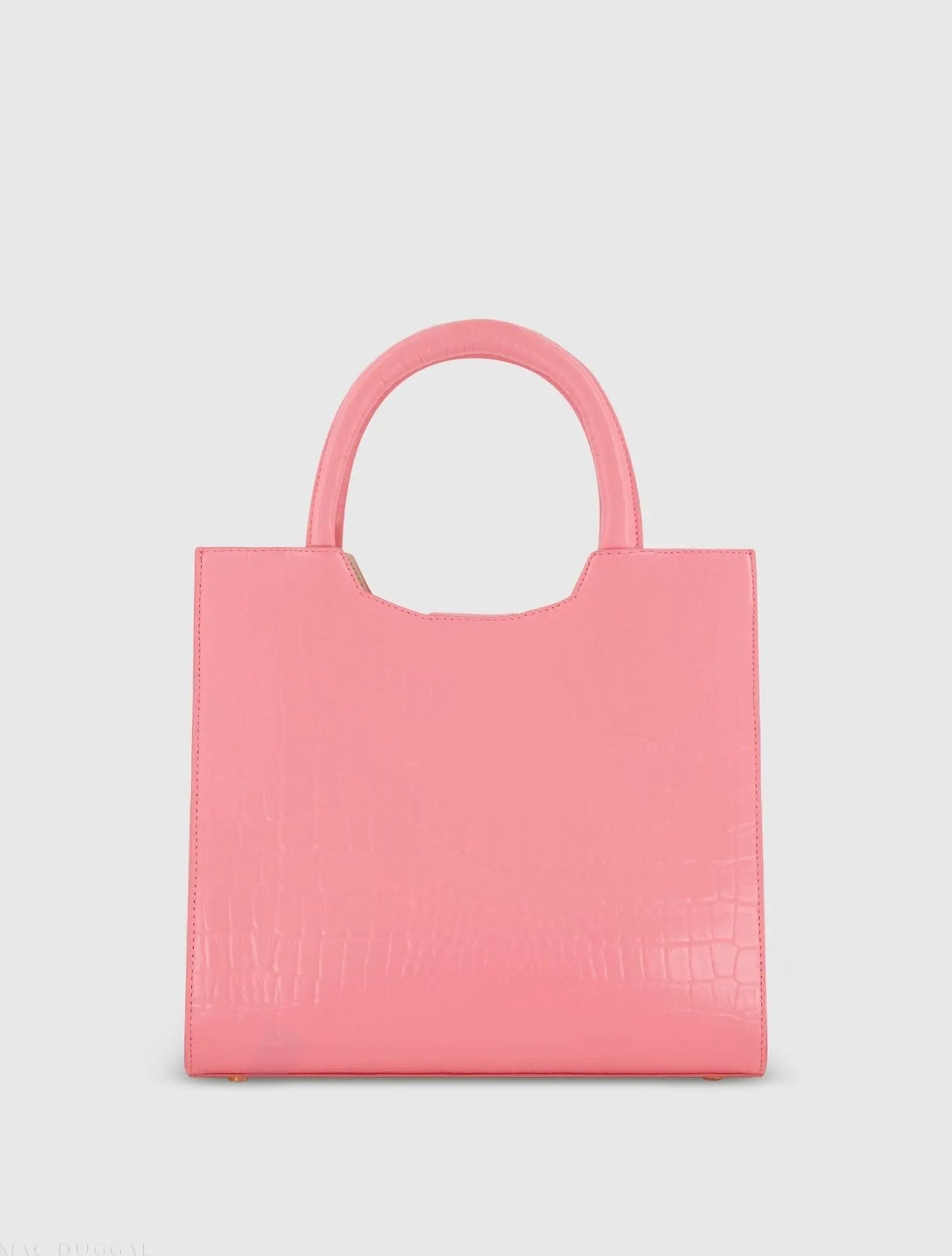 Pink Medium Croc Embossed Leather Tote