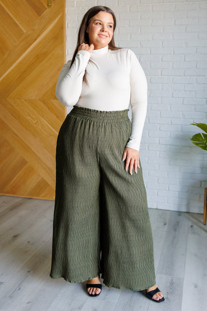 Hazel Blues® |  Harmony High Rise Wide Pants in Olive