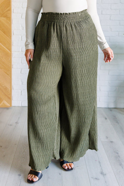Hazel Blues® |  Harmony High Rise Wide Pants in Olive
