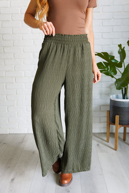 Hazel Blues® |  Harmony High Rise Wide Pants in Olive