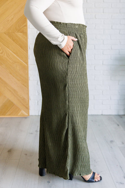 Hazel Blues® |  Harmony High Rise Wide Pants in Olive