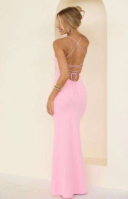 Harriet Pink Crepe Maxi Dress