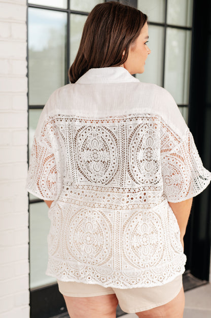 Hazel Blues® | Head in the Clouds Lace Button Down
