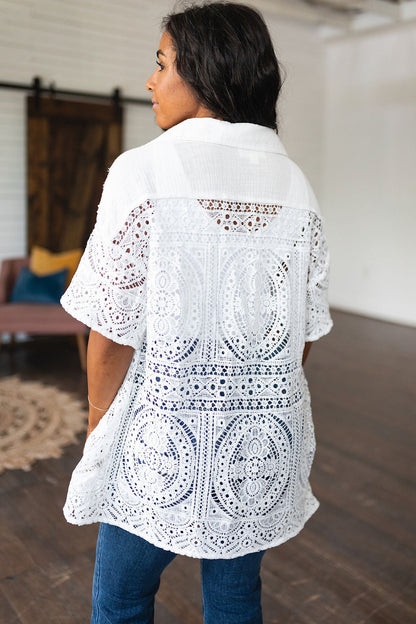 Hazel Blues® | Head in the Clouds Lace Button Down
