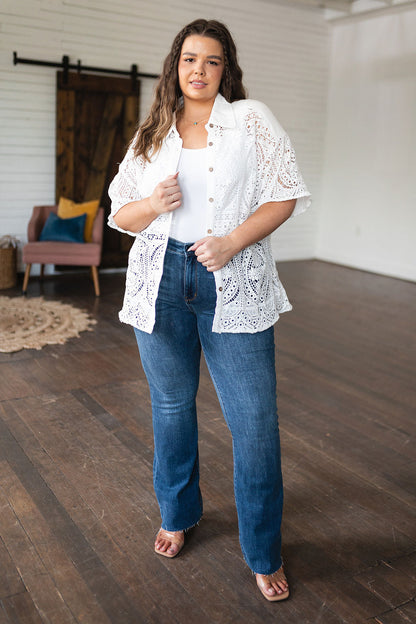 Hazel Blues® | Head in the Clouds Lace Button Down