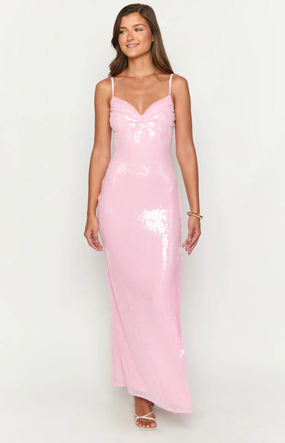 Honey Pink Sequin Maxi Dress