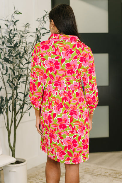 Hazel Blues® |  Inspire Collared Dress in Pink Blossom