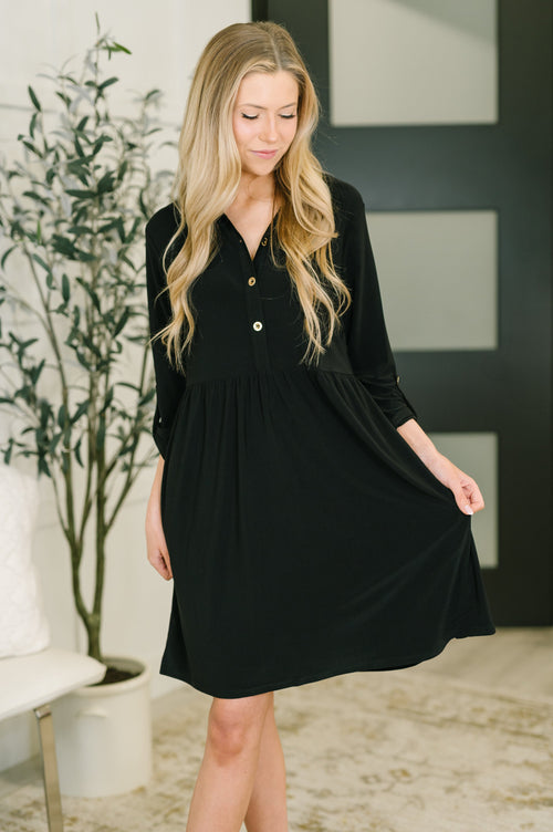 Hazel Blues® |  Inspire Collared Neck Dress in Black