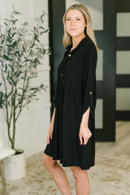 Hazel Blues® |  Inspire Collared Neck Dress in Black