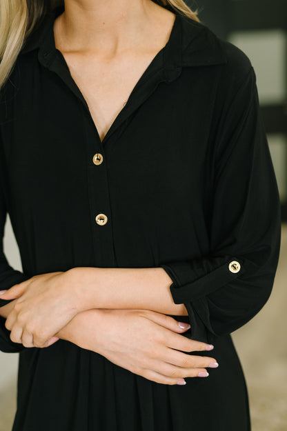 Hazel Blues® |  Inspire Collared Neck Dress in Black