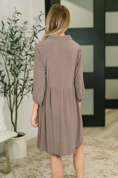 Hazel Blues® |  Inspire Collared Neck Dress in Mocha