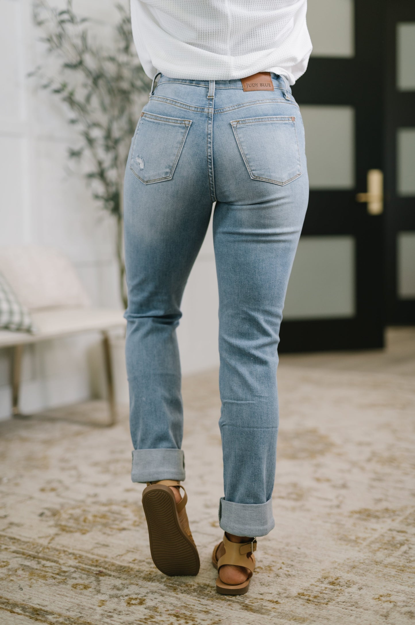 Hazel Blues® |  Aiden High Rise Patch Pocket Distressed Boyfriend Jeans