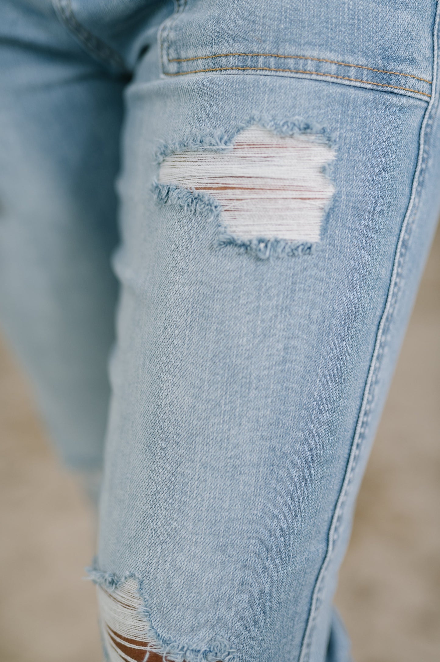 Hazel Blues® |  Aiden High Rise Patch Pocket Distressed Boyfriend Jeans