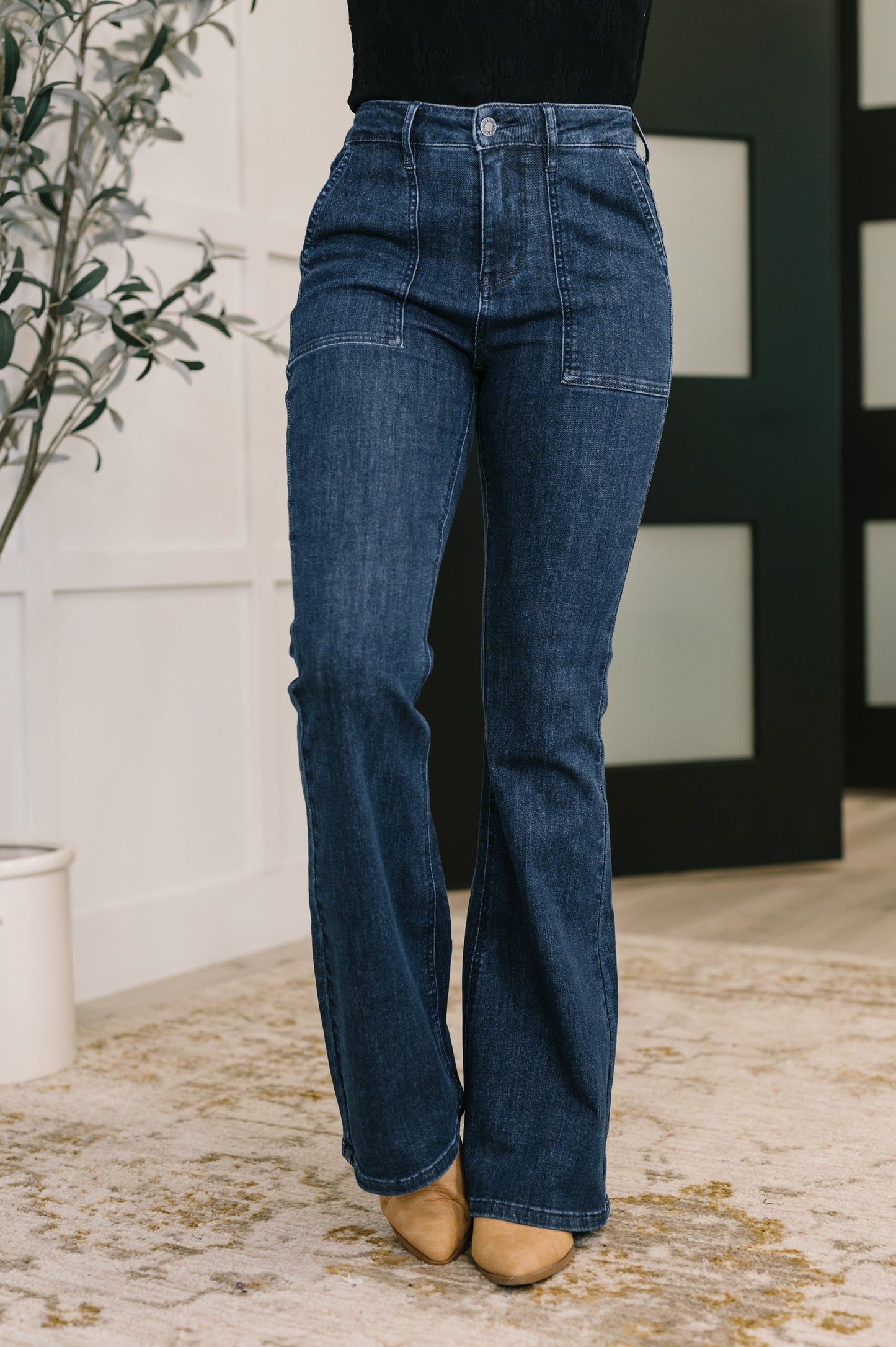 Hazel Blues® |  Jada High Waist Flare with Patch Pockets