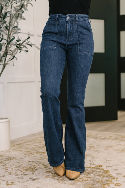 Hazel Blues® |  Jada High Waist Flare with Patch Pockets
