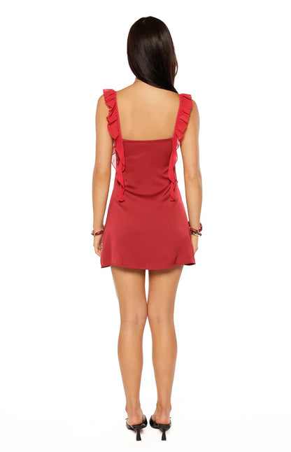 Joyce Burgundy Satin Mini Dress