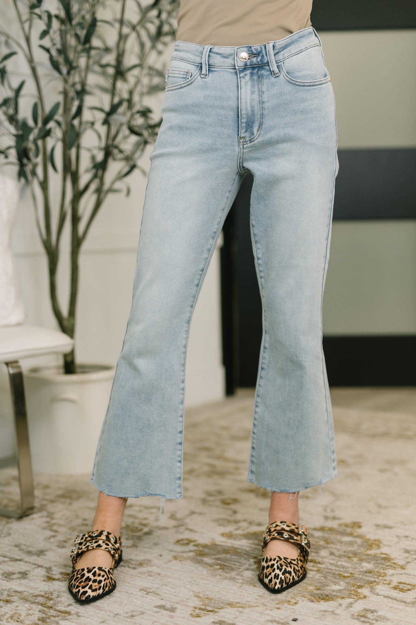 Hazel Blues® |  Martha Mid Rise Kick Flare w Raw Hem