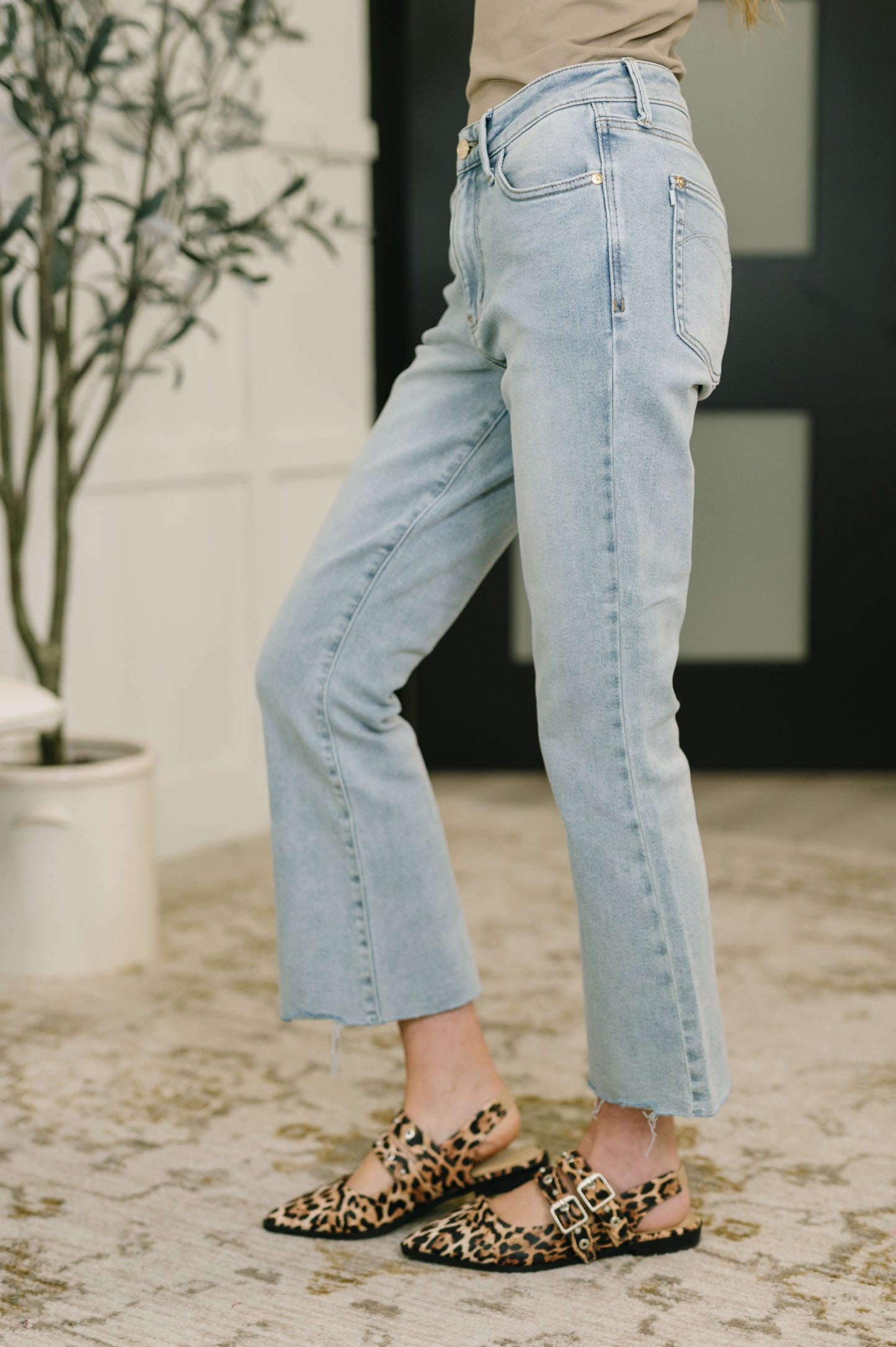 Hazel Blues® |  Martha Mid Rise Kick Flare w Raw Hem