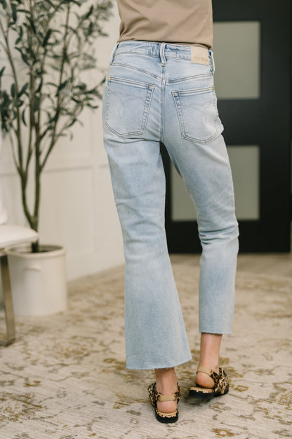 Hazel Blues® |  Martha Mid Rise Kick Flare w Raw Hem