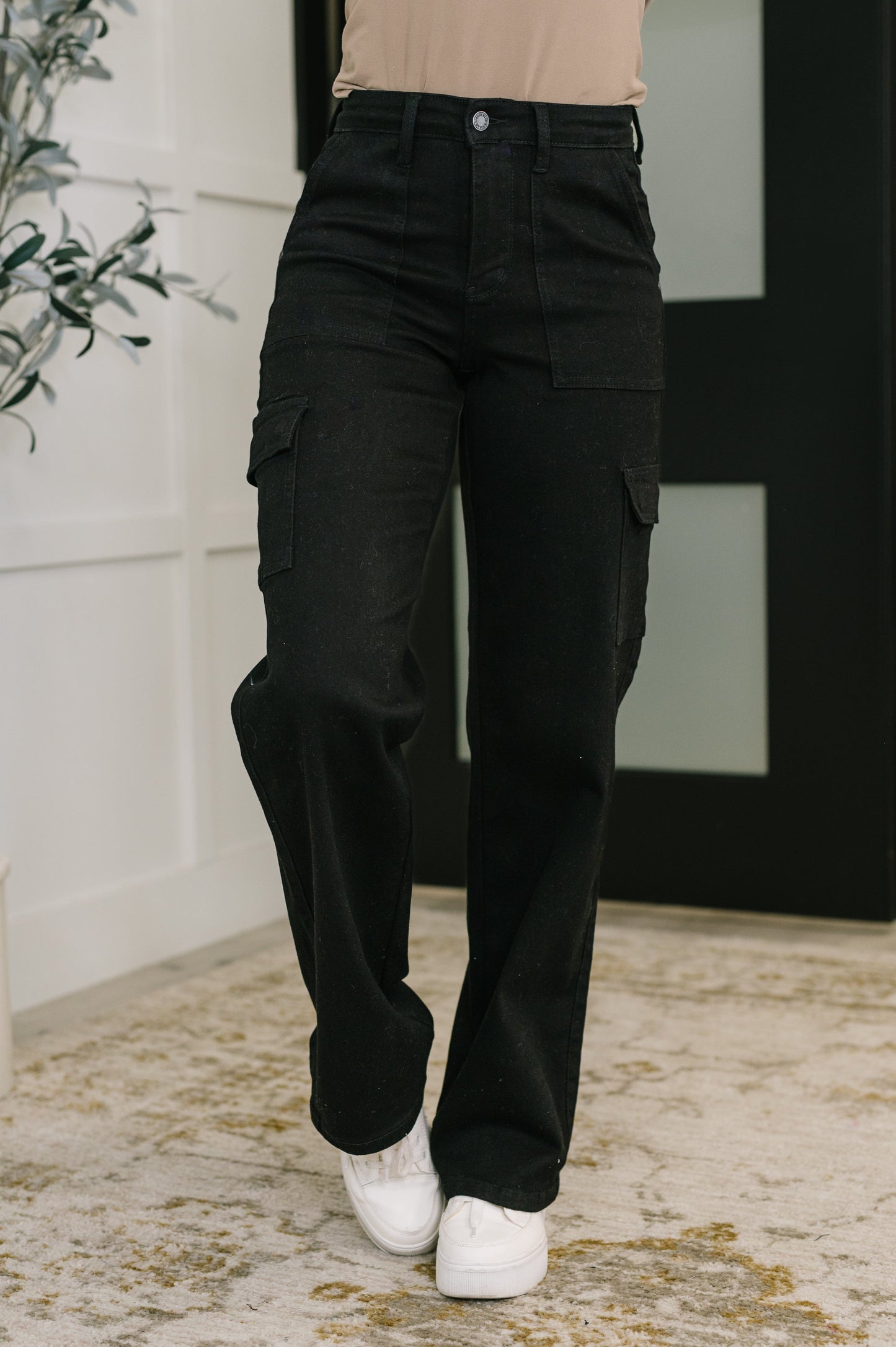 Hazel Blues® |  Keira High Waist Cargo Wide in Black