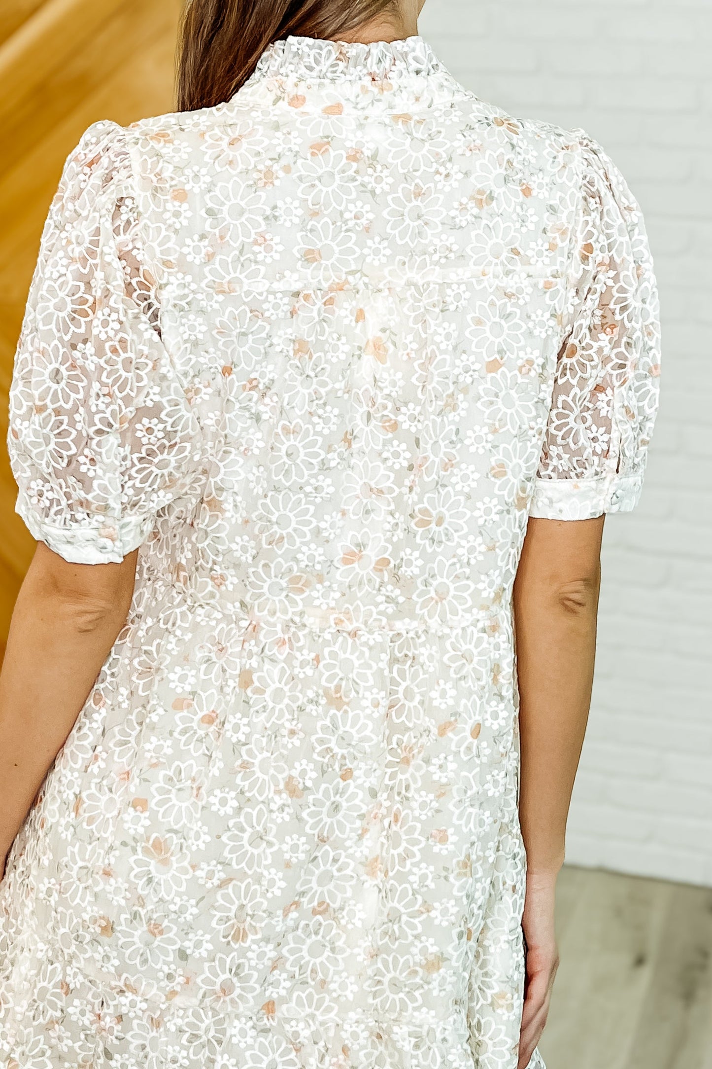 Hazel Blues® |  Lace to the Party High Neck Dress in Ivory Multi