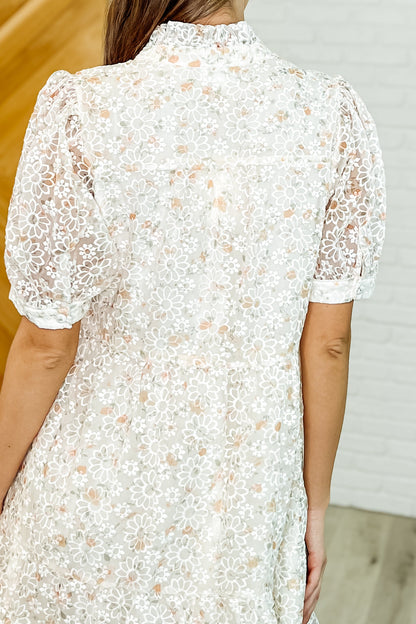 Hazel Blues® |  Lace to the Party High Neck Dress in Ivory Multi