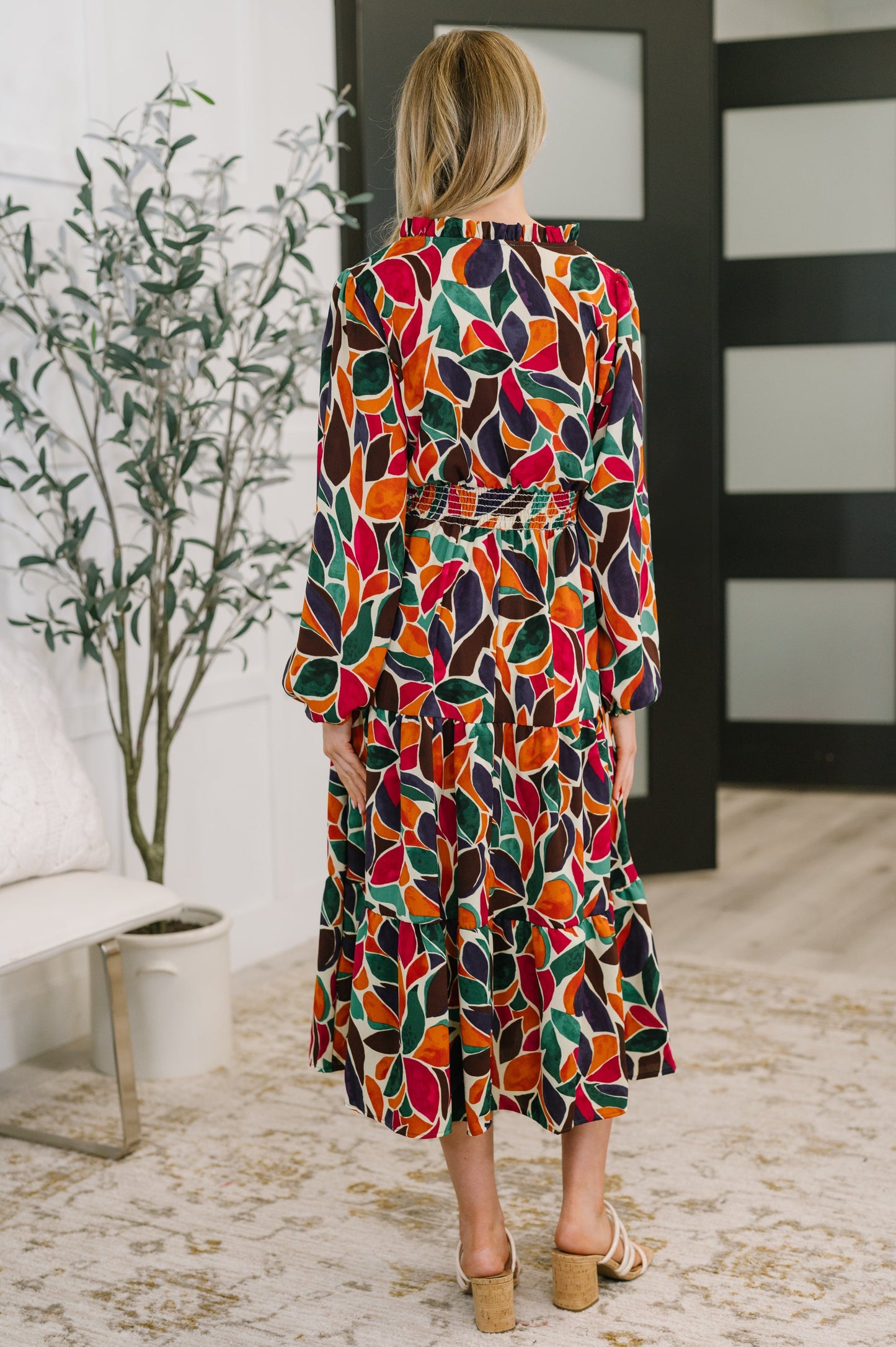 Hazel Blues® |  Leafing it All Behind Long Sleeve Tiered Dress