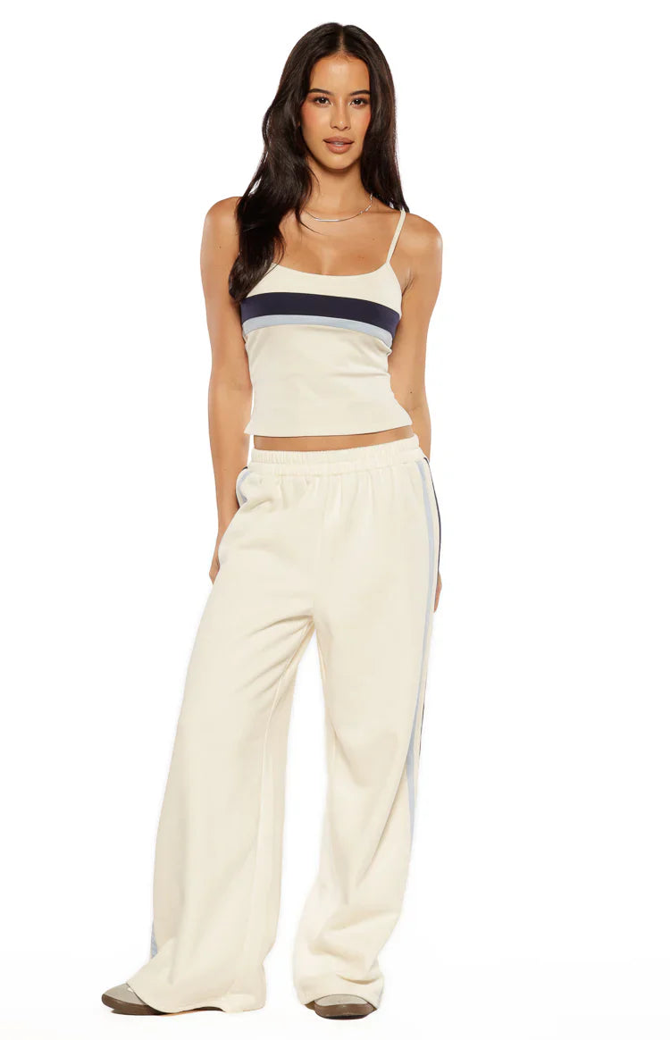 Leya White Contrast Stripe Pants